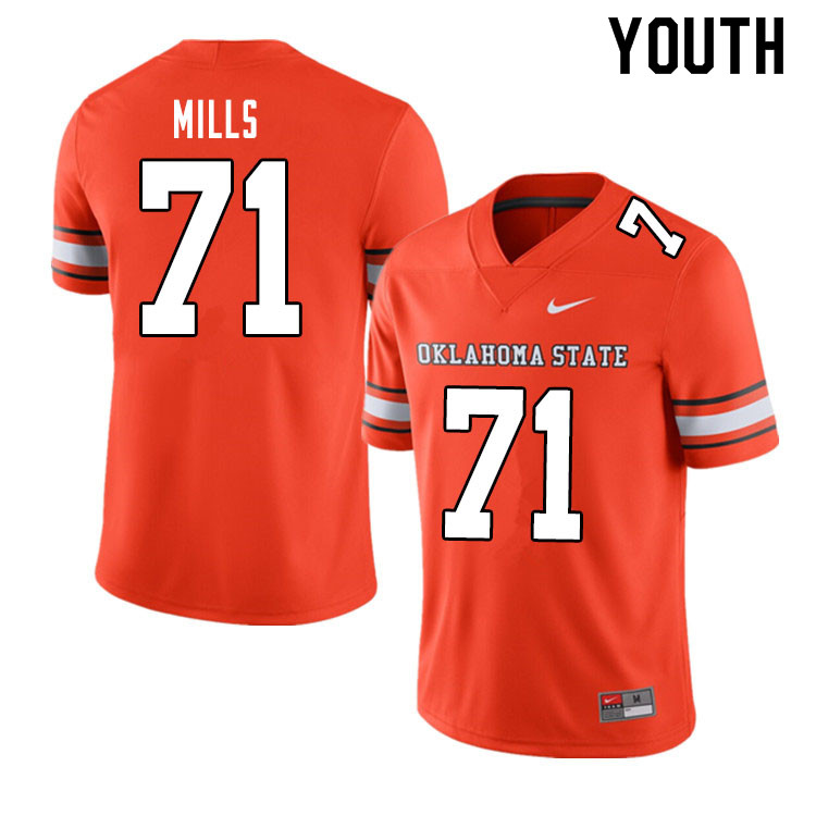 Youth #71 Monroe Mills Oklahoma State Cowboys College Football Jerseys Sale-Alternate Orange